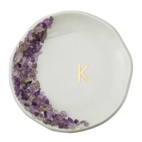 Ceramic Jewelry Tray Ring Dish Personalized K-Monogrammed Engagement Wedding Gif