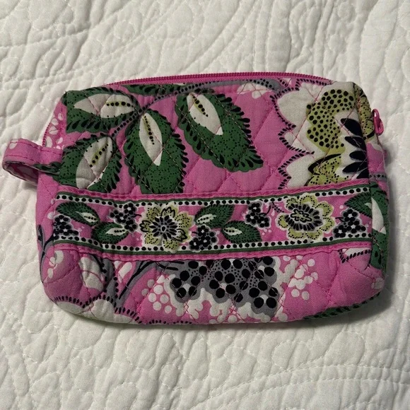 Vera Bradley Pink‎ and Green Floral Cosmetic Bag