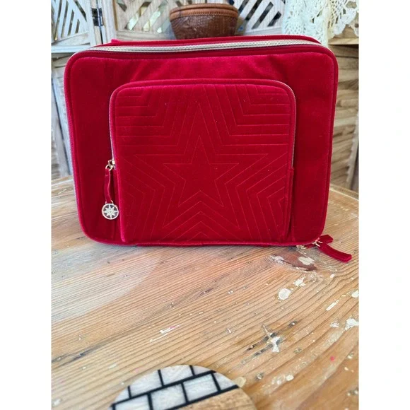 Estee Lauder Red Velvet‎ Zip Cosmetic Makeup Bag Organizer