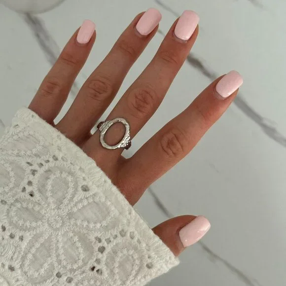 Sku:0308 Retro Stackable silver Oval‎ ring stainless steel + in a gift box