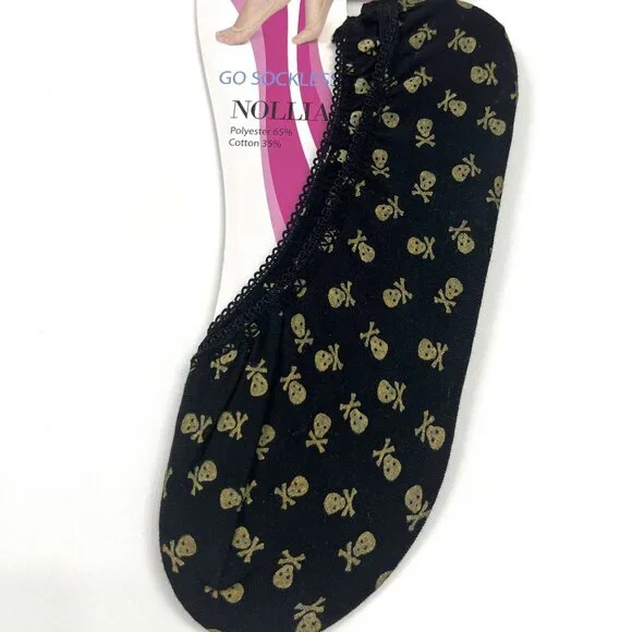 Socks - No Show - Shoe Liner - Footies - Skull & Crossbones - NWT