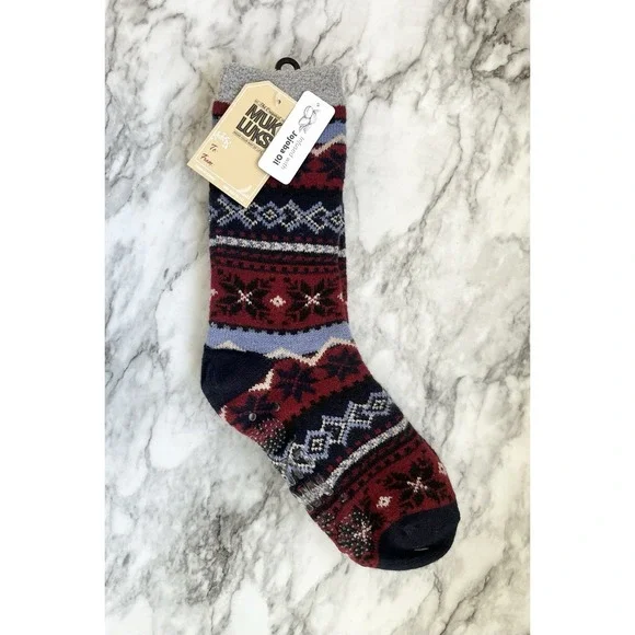 Muk Luks NWT Women's (9-12) Cabin Socks Jojoba Oil, Multi‎ Color Fleece Lined