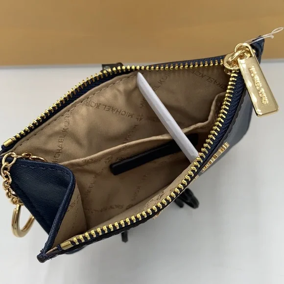 MICHAEL KORS SMALL TOP ZIP COINPOUCH WITH ID CARD NAVY COLOR
