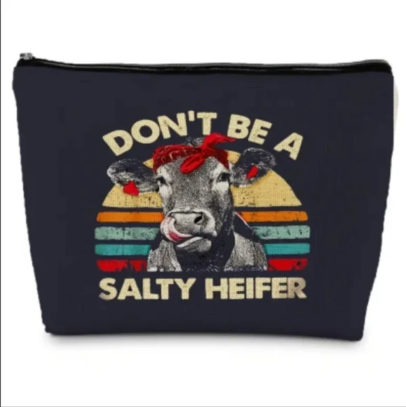 Don't Be a Salty Heifer Black Canvas Bag