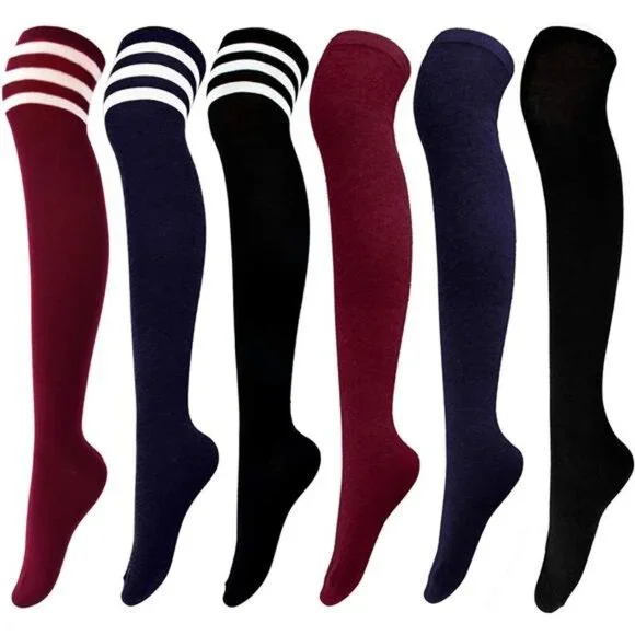 6 Pairs Women's Extra Long Socks Long Boot Stockings Thigh High Socks