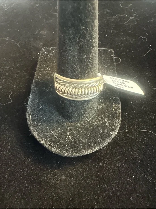 Richard Mike Navajo Handmade Silver Braided Accent Women's Ring - 8