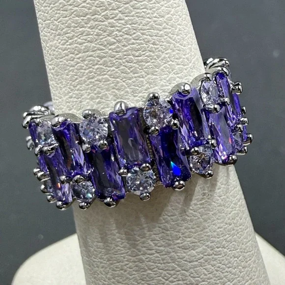Bomb Party Styling Sparkle Size 6 Ring Violet CZ‎ RBP6651 Hematite Plated