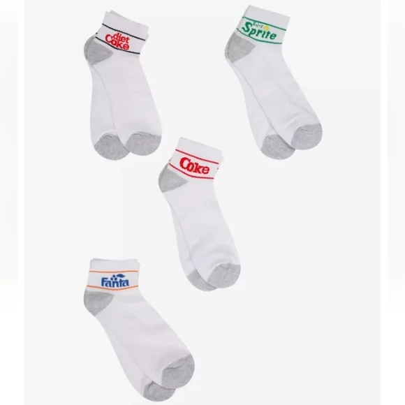 Classic Coca Cola Soft Drinks Assorted Logo Crew Socks. 5 Pack. Unisex. NWT.