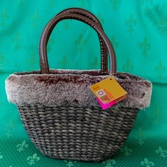 Bath & Body Works Faux Fur & Woven Bag