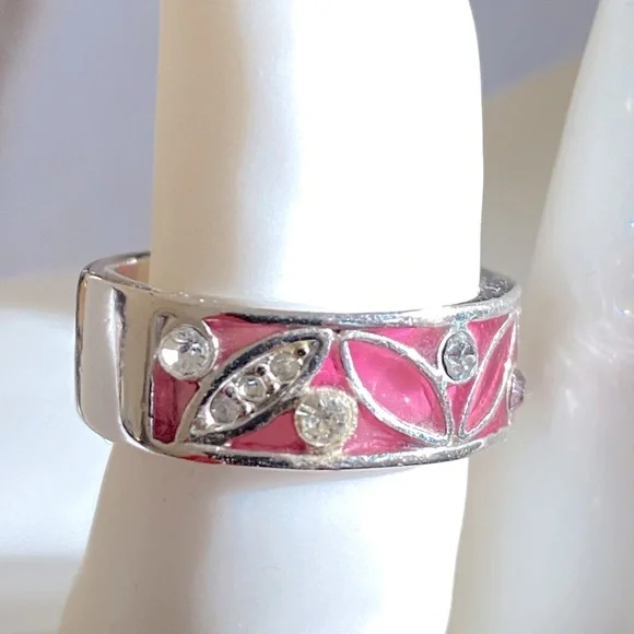 Vintage Cobalt Chrome pink shadow Ring size 6.5