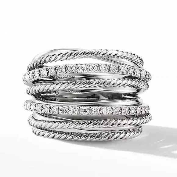 New 925 Sterling Silver Diamond Halo Ring