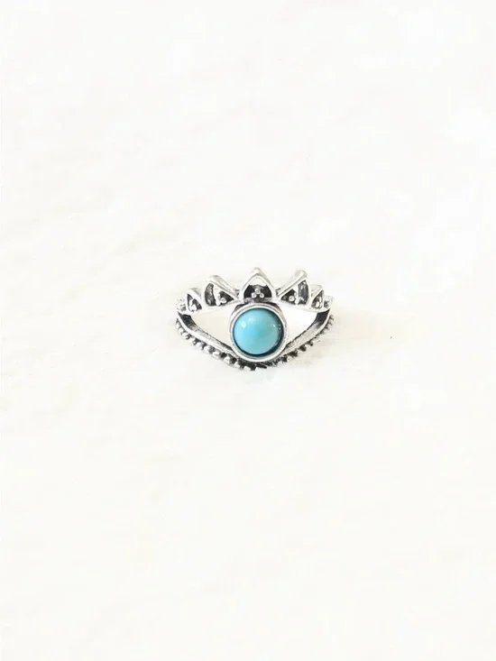 5/$15 🩷 MUST BUNDLE Silver Boho Turquoise Crown Ring