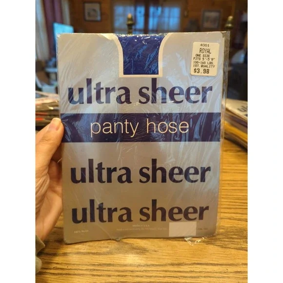 New Vintage Ultra Shear Pantyhose Royal Blue Fits 5 Ft To 5'8 And 100‎ To 160 Lb