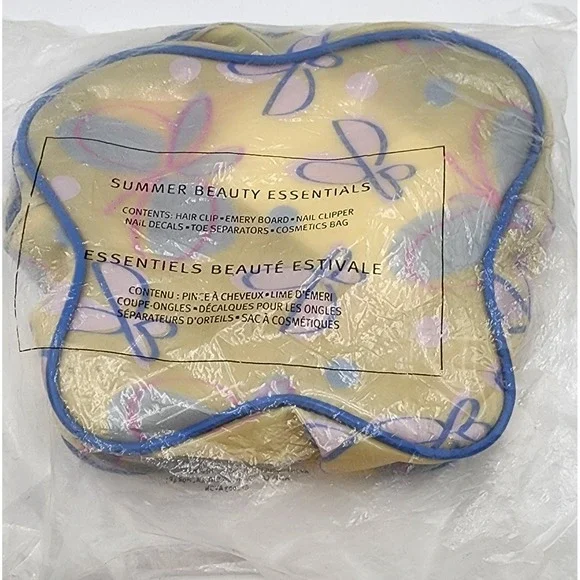 Avon Summer Beauty Essentials Kit‎ Hair Clip Nail Decals Cosmetics Bag NOS EXC