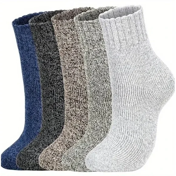 Womens Winter Fashion Warm Thick Colorfast Durable Dark Color Pack‎ 5pc Socks OS