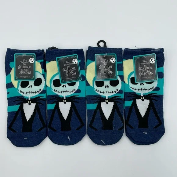 Disney Jack‎ Skellington No Show Socks Shoe Size 4-10 - 4 Pairs - New