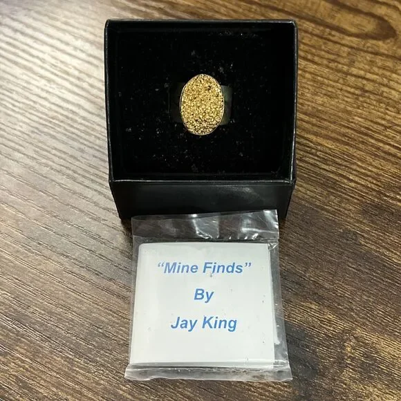 Jay‎ King “Mine Finds” Sterling Silver .925 GOLD DRUZY Ring, Size 9