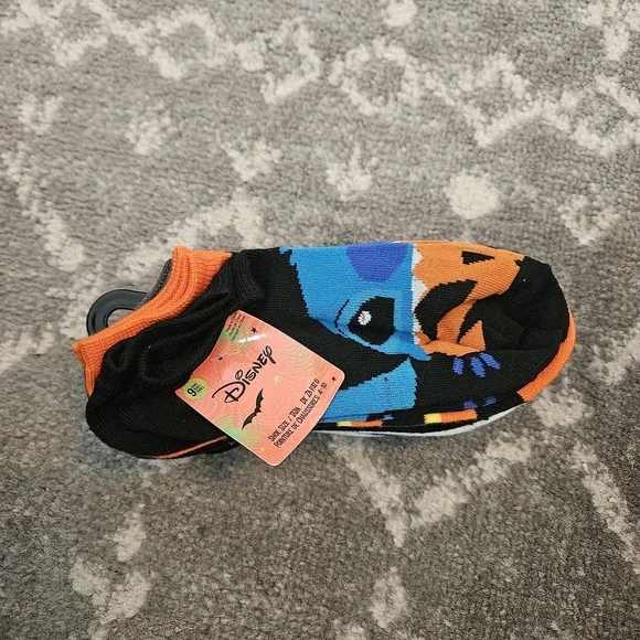 Disney Lilo Stitch Halloween Womens 9 Pair No Show Socks Pumpkin Candy NEW 4-10