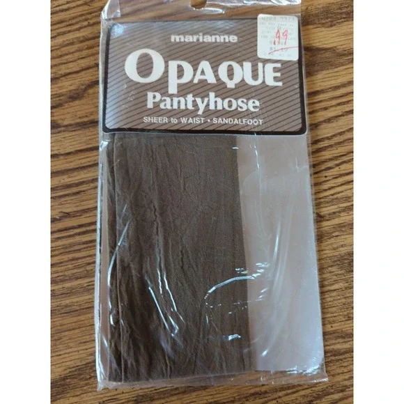 New Vintage Marianne Opaque Pantyhose Size B Olive Sheer To Waist SandalFoot‎