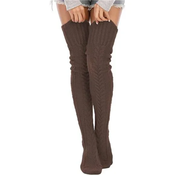 Women's Knitted Thigh High Boot Socks Extra Long Winter Stockings Leg Wa…