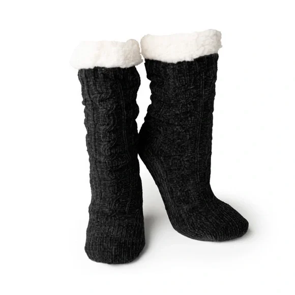 New Britt’s Knits beyond soft slipper socks in the color black