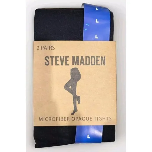 Steve Madden Women's Large Microfiber Opaque Tights 2 Pairs‎ A11