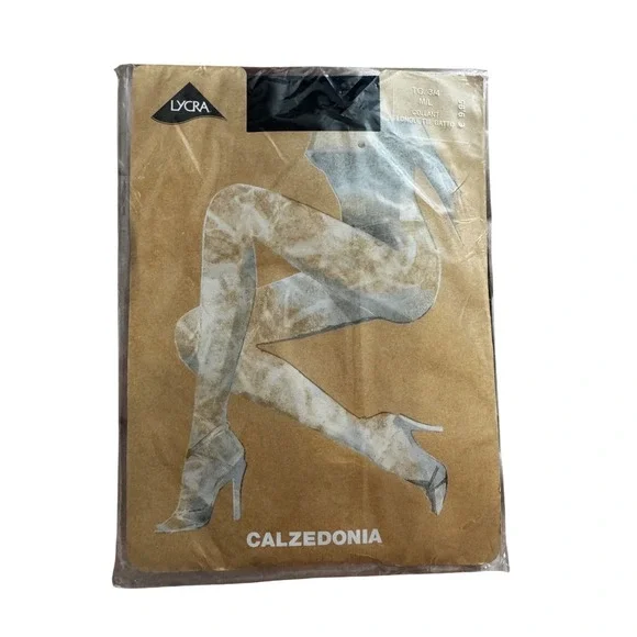 Black Calzedonia Collant Moda Nero Fashion Tights W/ Lycra M/L‎ Italy Pantyhose