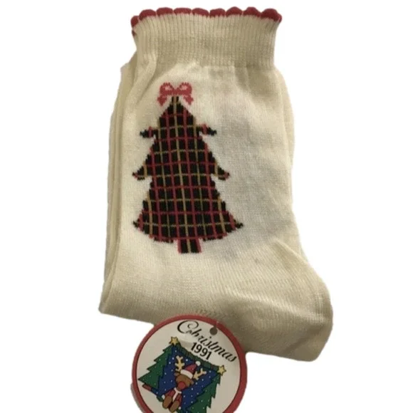 VINTAGE Christmas Socks 1991 Womens Size 9-11
