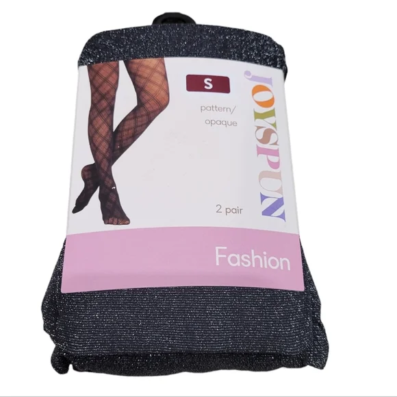 Joyspun 2 pair of Fashion Tights Women's Size Small black and plum