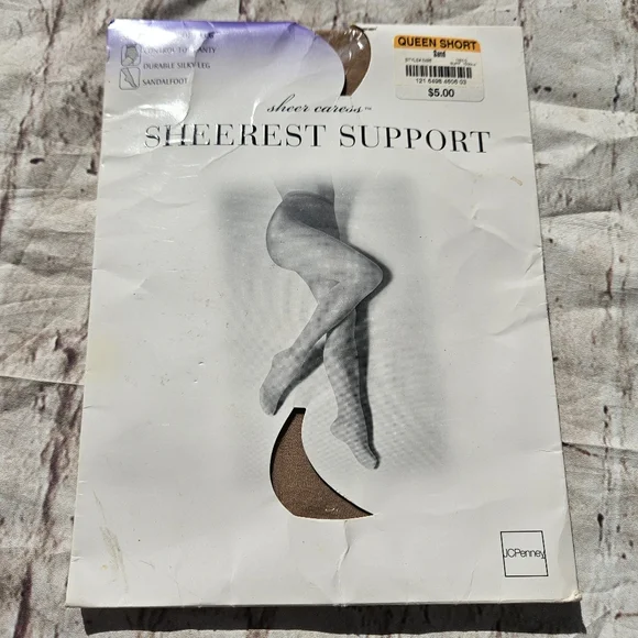 Sheer Caress Sheerest Support Pantyhose Off Sand Sandalfoot Control Top Queen S