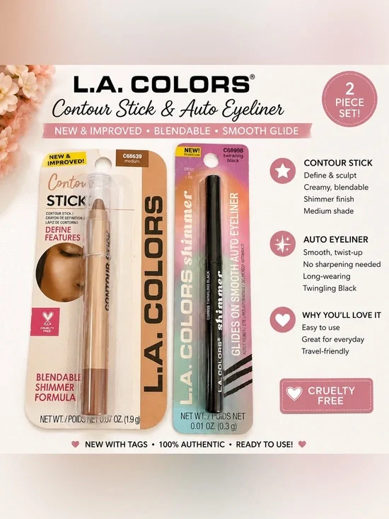 L.A. Colors Contour Stick & Auto Eyeliner 2-Piece Makeup Set NWT