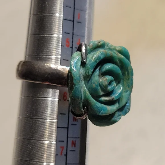 Vintage Sterling Silver Turquoise Rose Ring Mother's Day Gifts For Her 5.5