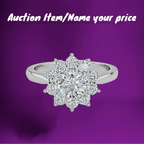 ⏳💝Auction: .925 Sterling Silver Snowflake Shaped Cubic Zirconia Ring