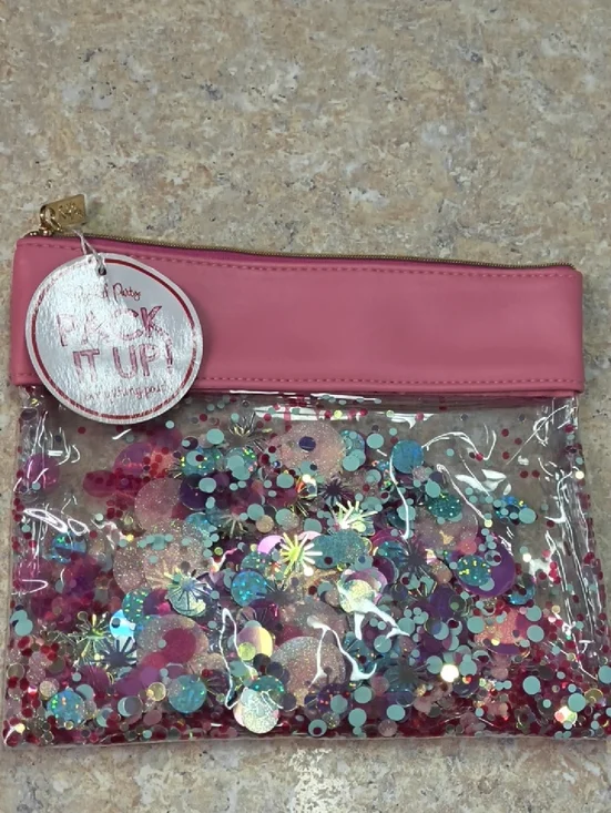 Packed Party Pink Top Clear Confetti Pouch NWT