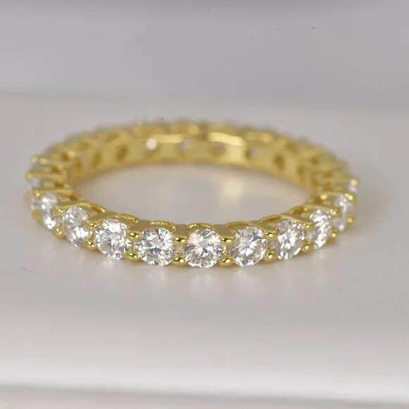 Moissanite 3mm Full Eternity Band Ring 925 Sterling