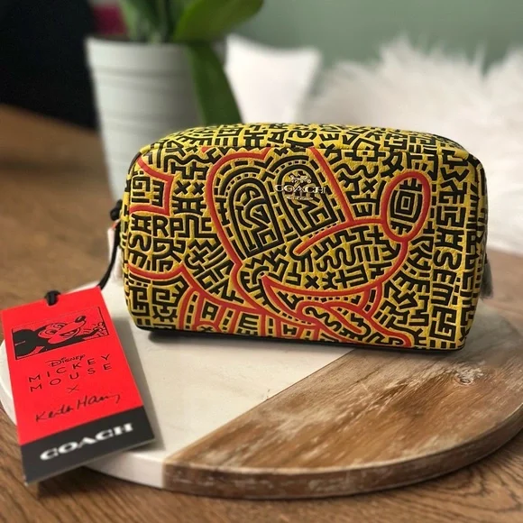 NWT! NEW! Coach Mickey Mouse x Keith Harring Pouch Limited Edition Cosmetic Bag