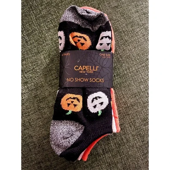 Capelli New York Halloween No Show Socks 6 Pairs Pumpkin‎ Ghost Candy Corn