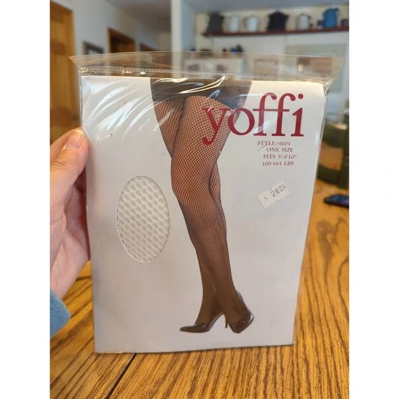 New Vintage Yoffi Fishnet White Pantyhose Fits 5 Ft To 5'10 And 100 To 165‎ Lbs