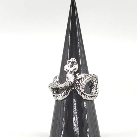 Adjustable Silver Snake Wrap Ring Statement Biker Punk Gothic Women's‎ Jewelry