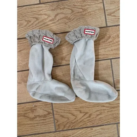 Hunter Fleece Cable Knit Boot Liners Grey Boot Socks Size XL (US 4-6)