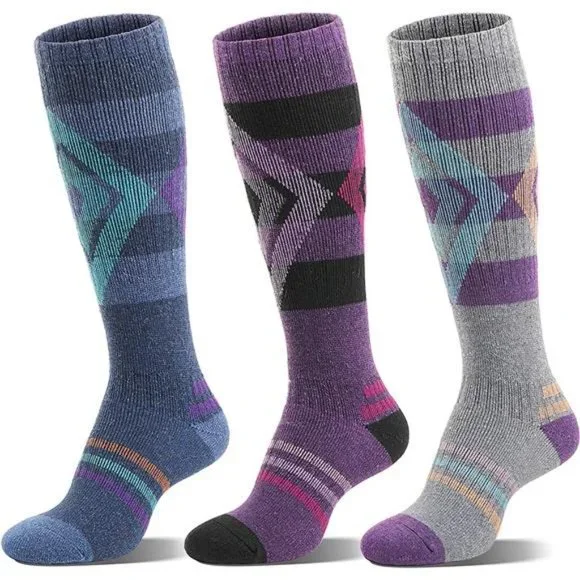 3 Pairs Unisex Thermal Winter Warm Thick Knee High Socks