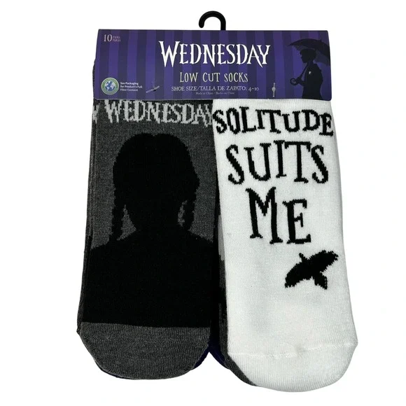 Wednesday Addams‎ Low Cut Socks 10 Pair Pack Shoe Size 4-10 New
