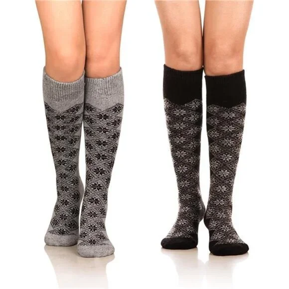 2-Pairs Women's Winter Warm Knee High Socks Boot Socks