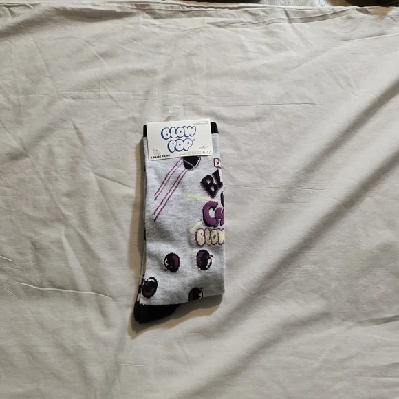 Novelty Charm Blow pop Colors Gray and Purple. Socks Size 6-12