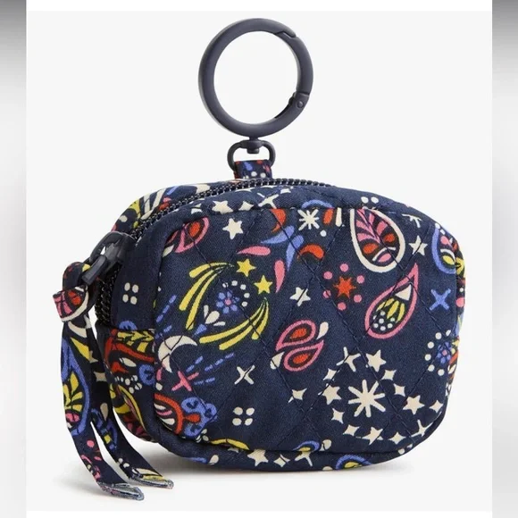 🆕 Vera Bradley Premium Cotton Zip Earbud Bag Charm