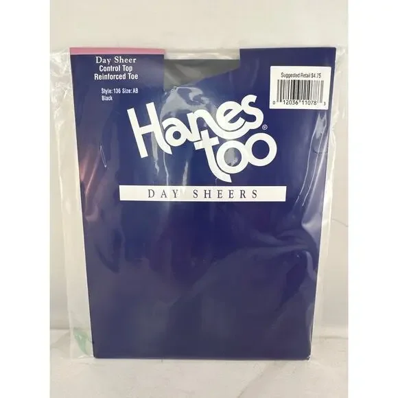 Hanes Too Pantyhose Black Day Sheer 136 Size AB