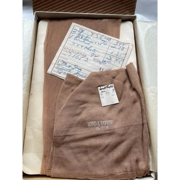 4 Vtg NOS 60s 70s Women Nylon Stockings Lord And Taylor Original Box Receipt