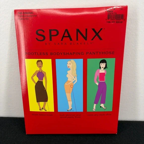Y2K SPANX SARA BLAKELY Original Footless Bodyshaping Pantyhose Control Black A S