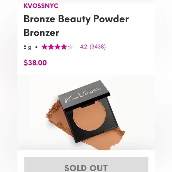 KvossNYC Bronze Beauty Powder Bronzer Chelsea Silky Blendable with Primrose Oil