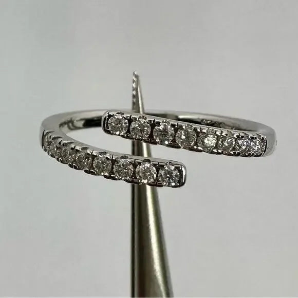 Moissanite Diamond Band Split Half Eternity Stackable Ring 18k Plated Adjustable